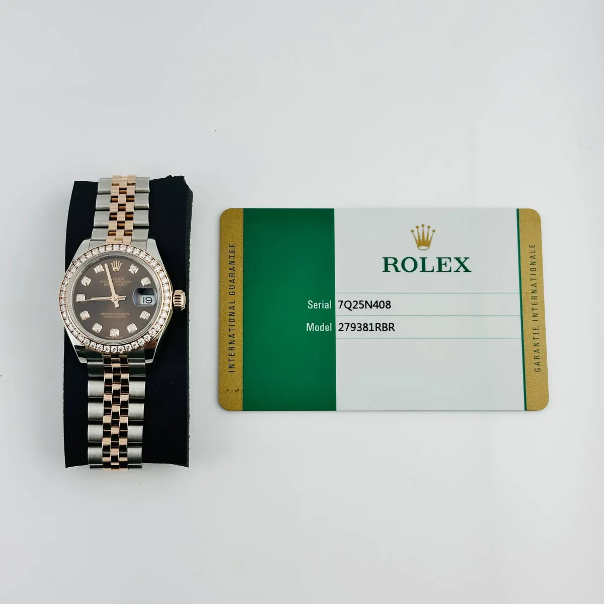 Rolex Datejust Lady Chocolate Diamond Dial on Jubilee Ref 279381RBR with New Style Card White 2018
