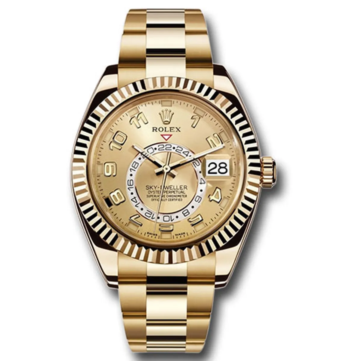 Rolex Sky Dweller Champagne Sunray Arabic Dial on Oyster Ref 326938 with New Style Card White 2016