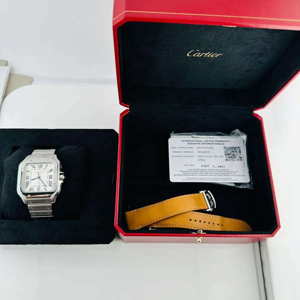 Cartier Santos Silver Roman Dial