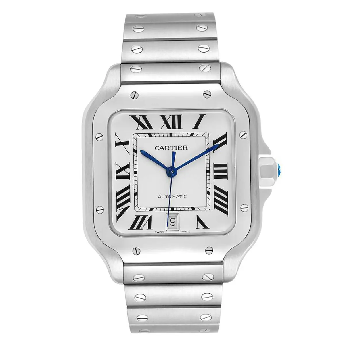 Cartier Santos Silver Roman Dial