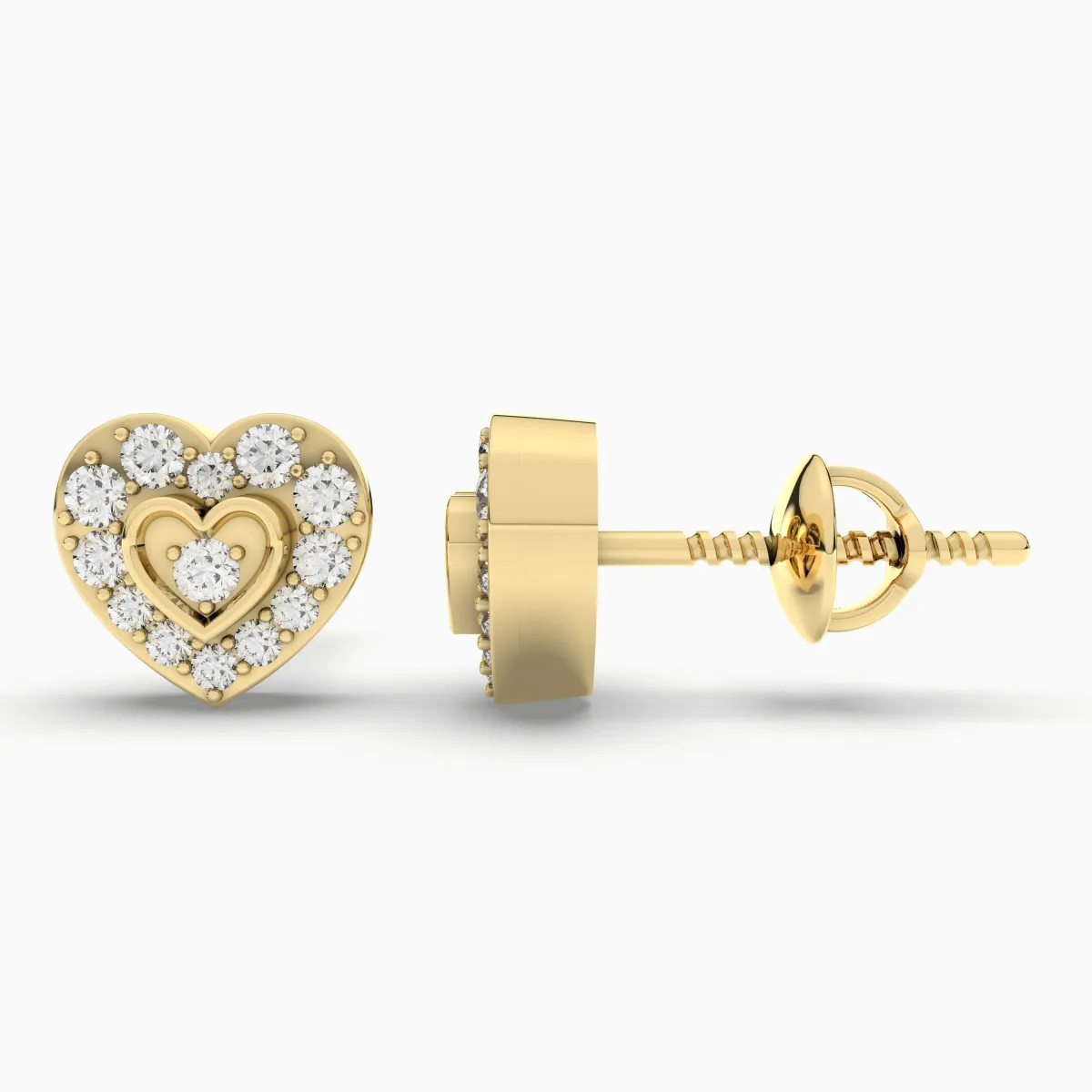 Sparkling Heart Shape Natural Diamond Stud Earrings