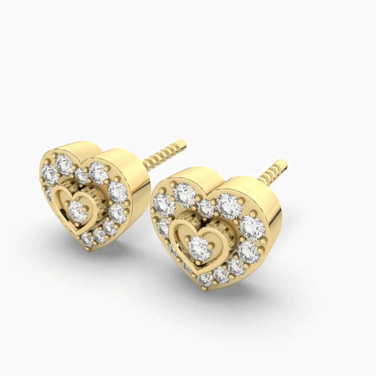 Sparkling Heart Shape Natural Diamond Stud Earrings
