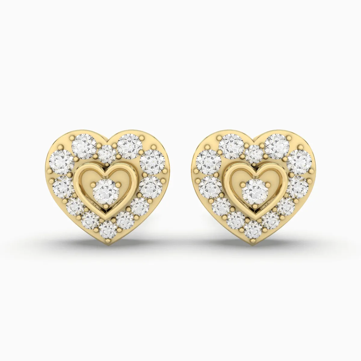 Sparkling Heart Shape Natural Diamond Stud Earrings