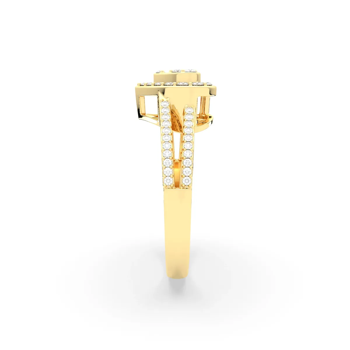 Women's Baguette And Round Cut Natural Diamond Heart Engagement Ring