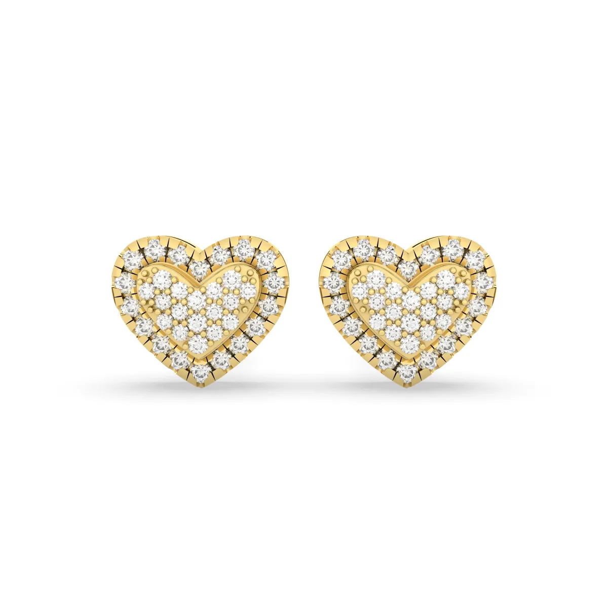 Heart-Shaped Natural Round Diamond Stud Earrings For Women