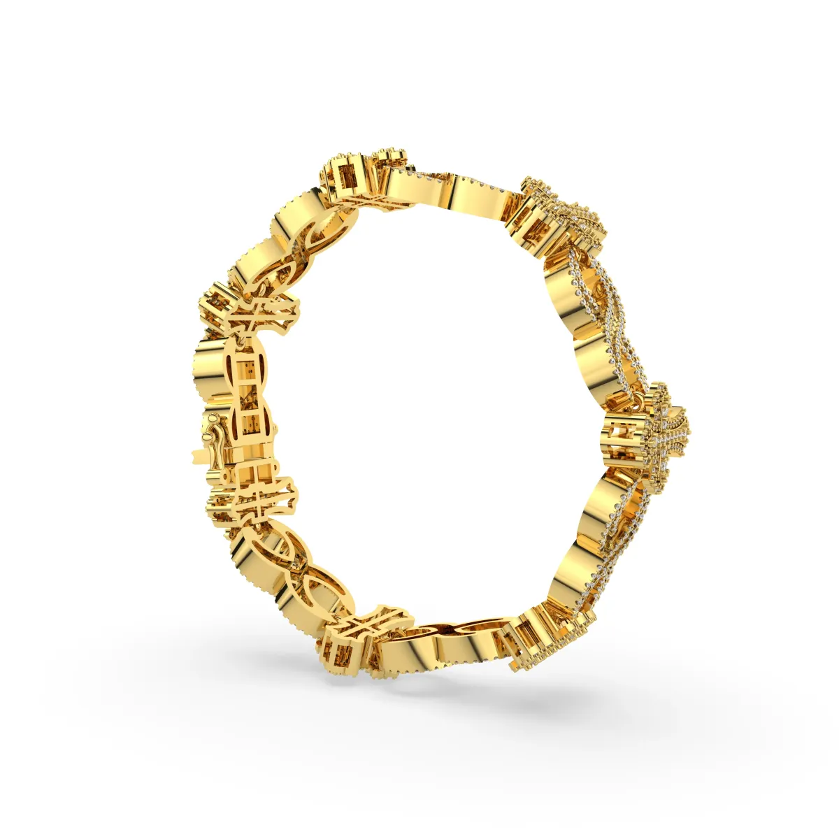 Natural Diamond Cross Infinity Link Bracelet