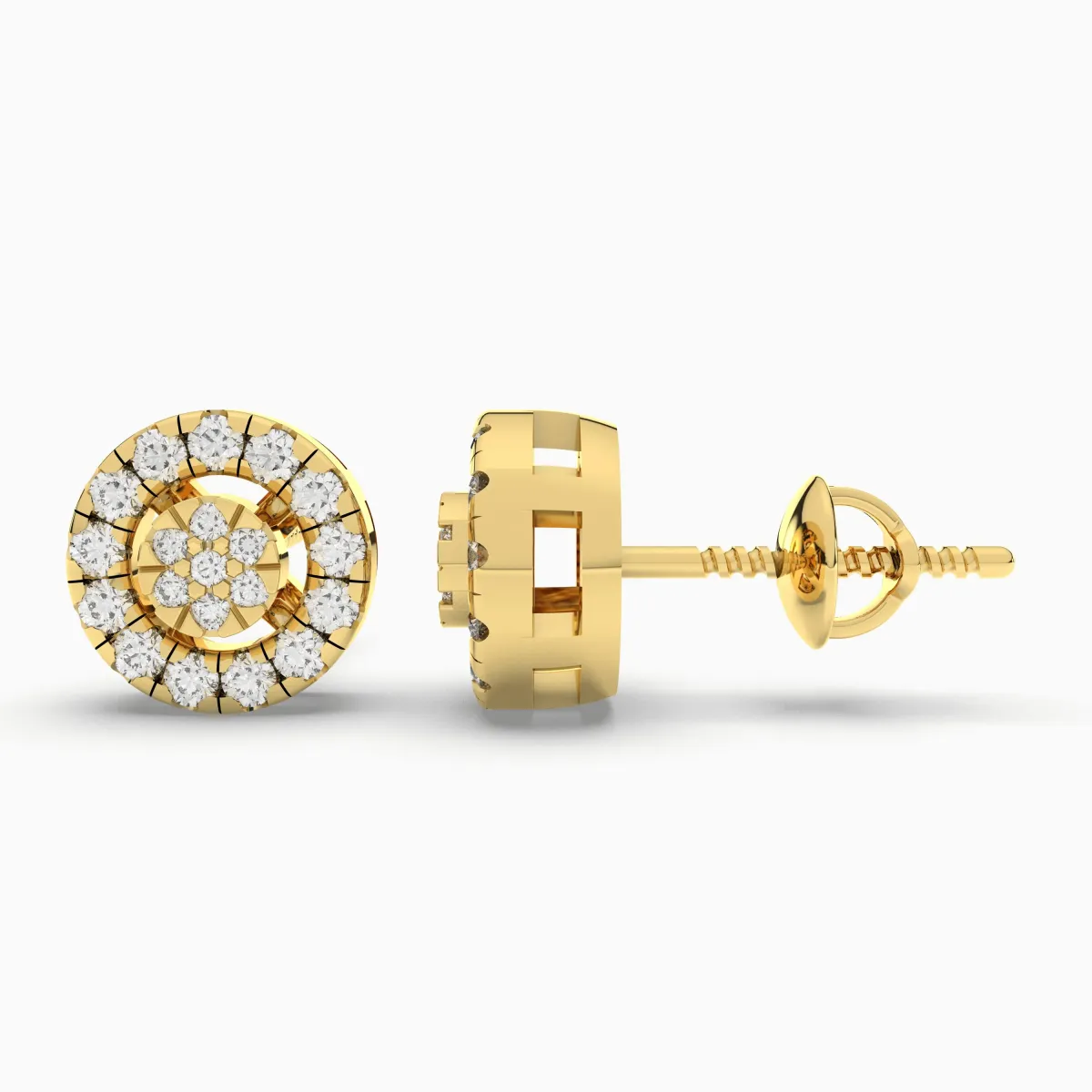 Stunning Round Halo Natural Diamond Earring