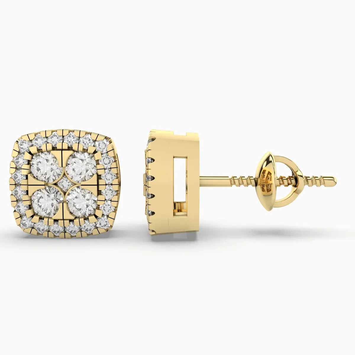 Natural Diamond Cluster Square 0.35 CT.T.W Natural Diamond Stud Earrings