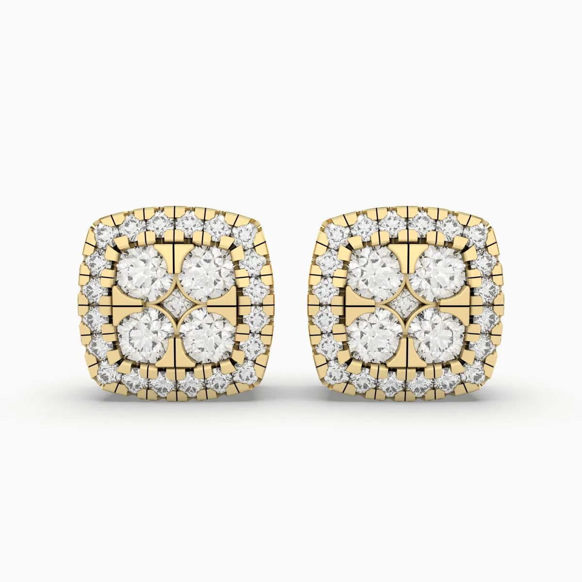 Natural Diamond Cluster Square 0.35 CT.T.W Natural Diamond Stud Earrings