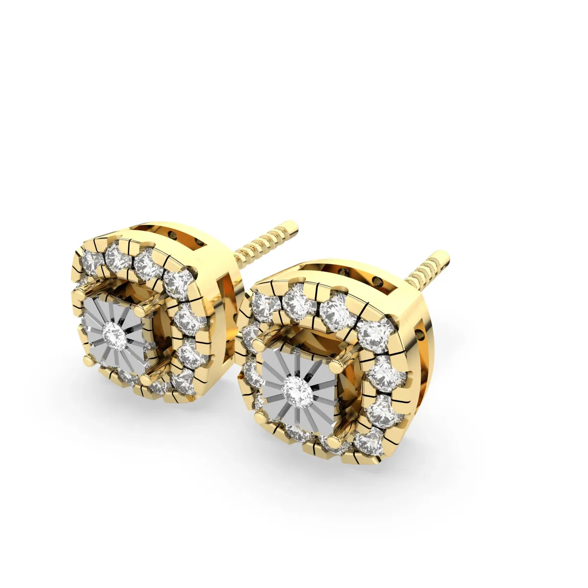 0.16 CT.T.W Cushion Cut Natural Diamond Stud Earring