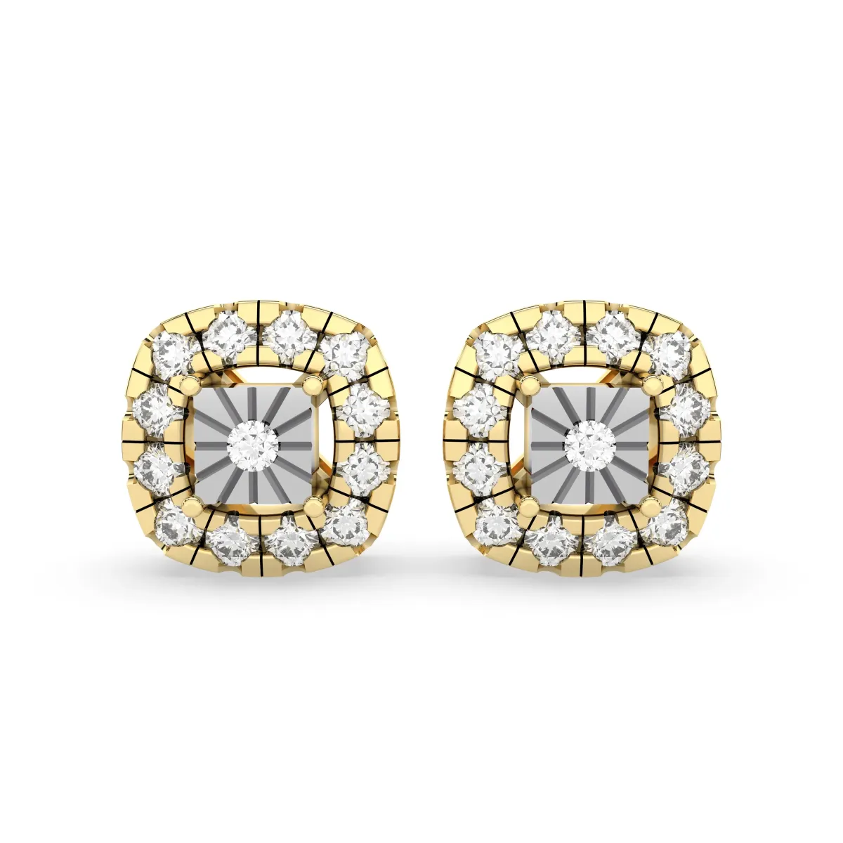 0.16 CT.T.W Cushion Cut Natural Diamond Stud Earring