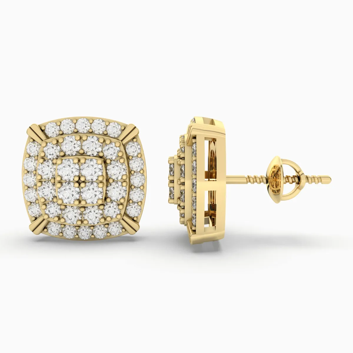 Lab Grown Diamond Cushion Frame Stud Earrings