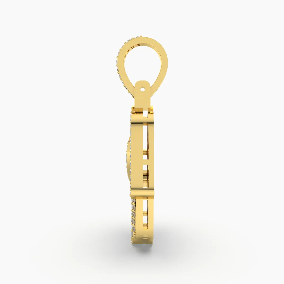 Natural Diamond Hamsa Pendant For Unisex