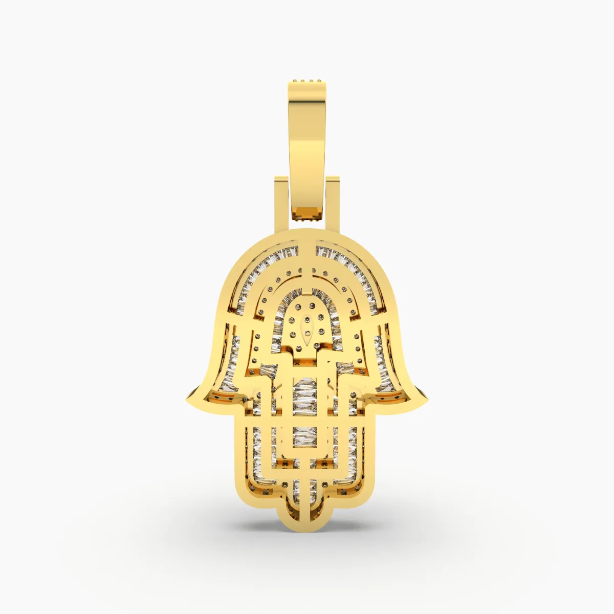Natural Diamond Hamsa Pendant For Unisex