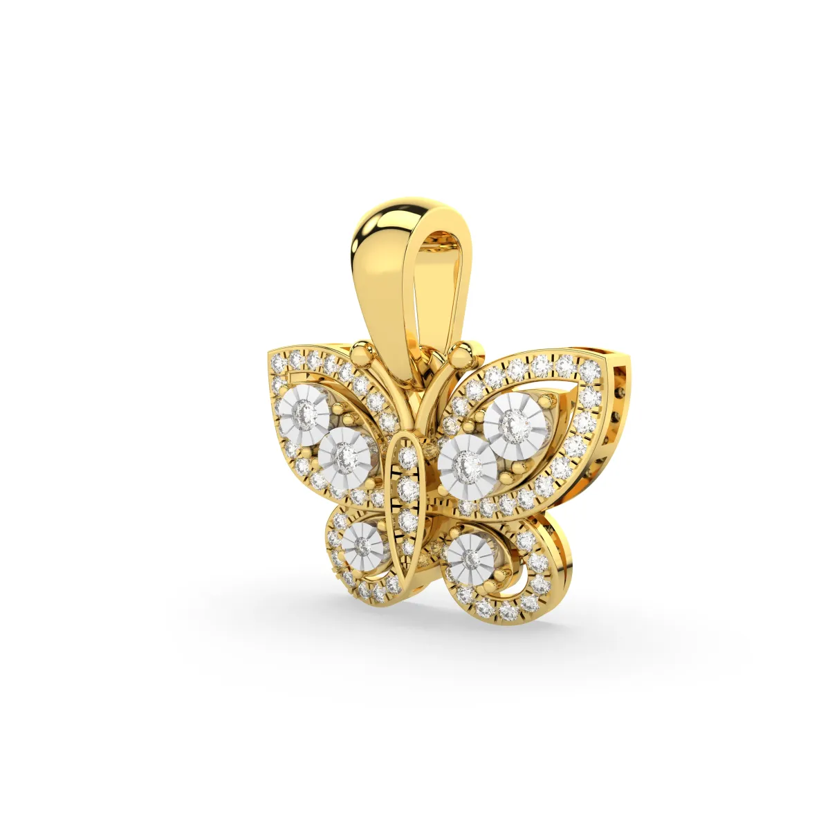 Butterfly-Shaped Natural Diamond Pendant
