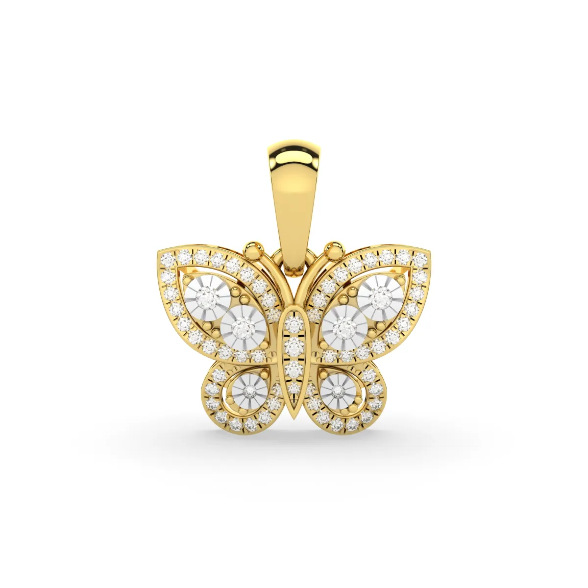 Butterfly-Shaped Natural Diamond Pendant