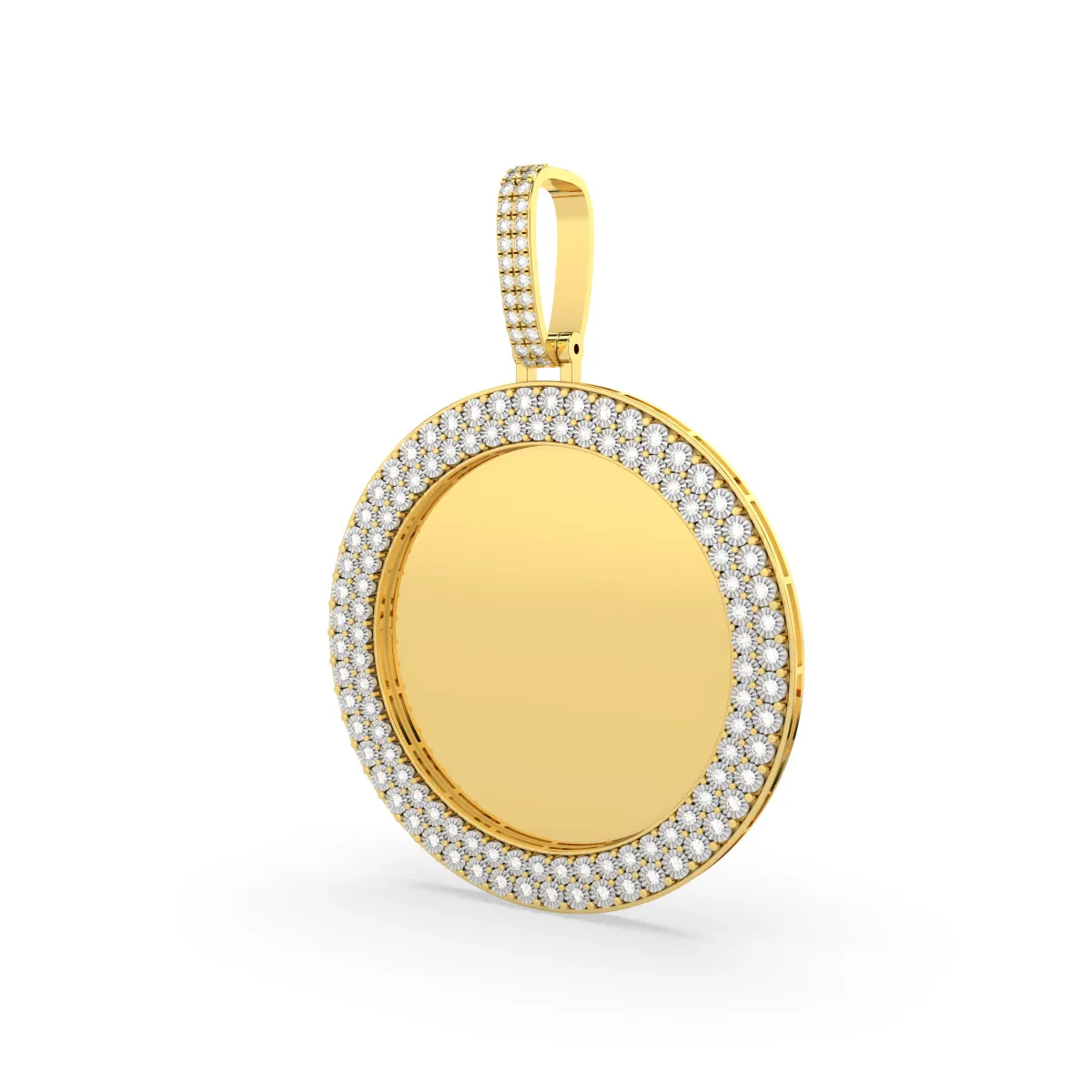 Customizable Round Natural Diamond Picture Memory Pendant