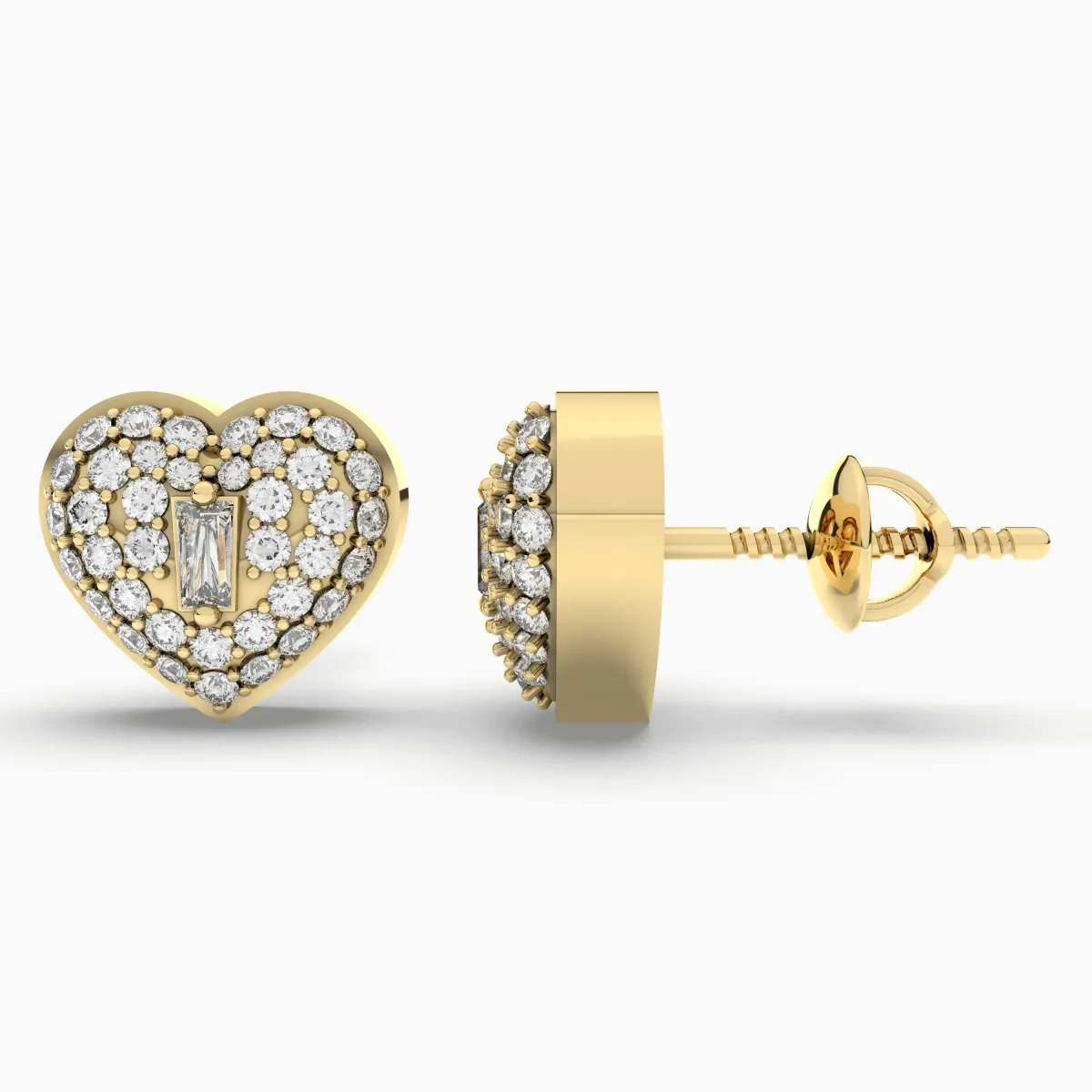 0.26 CT.T.W Heart Shape Natural Diamond Stud Earring