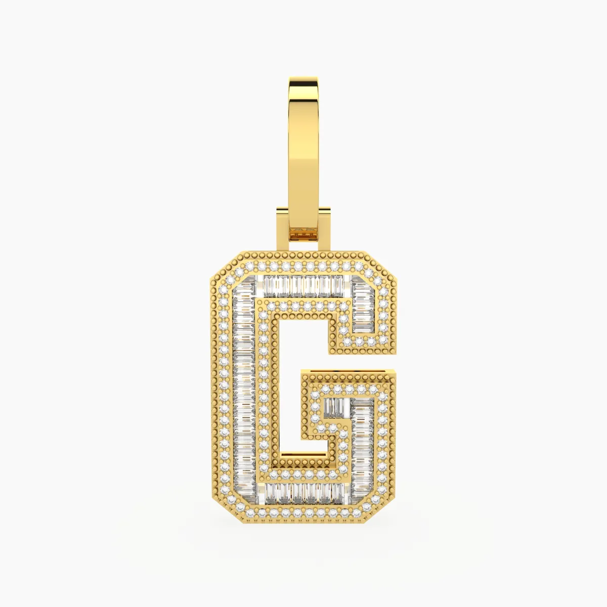 Beautifully Geometric Letter G Initial Lab Grown Diamond Pendant