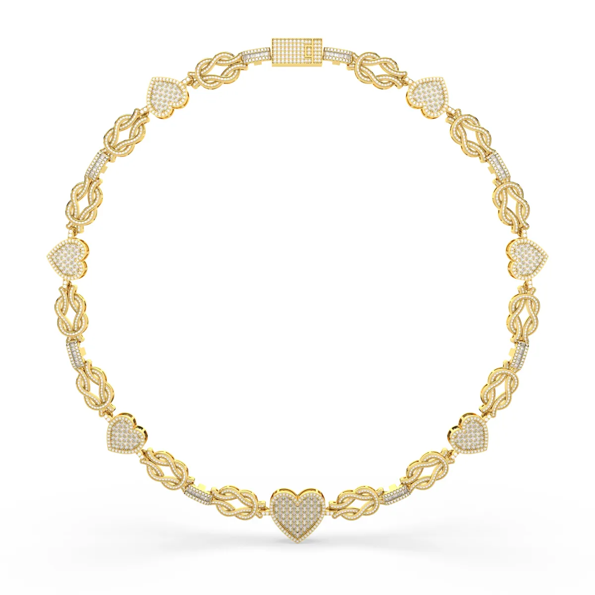 Bling Heart Cuban Link Necklace For Women