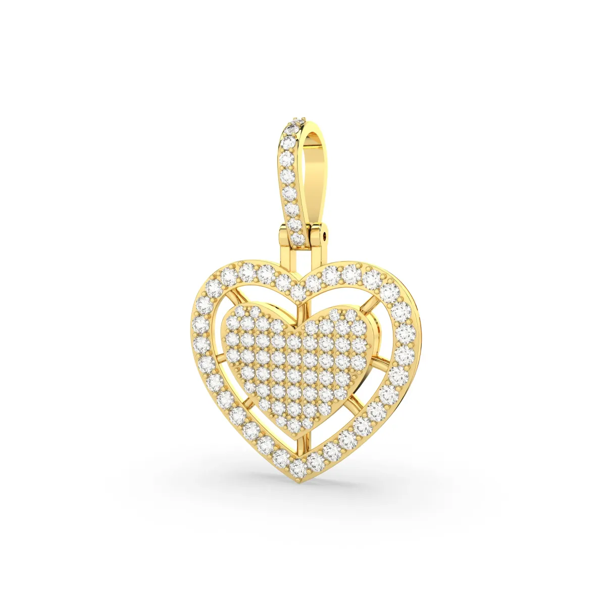 Round Natural Diamond Cluster Heart Pendant