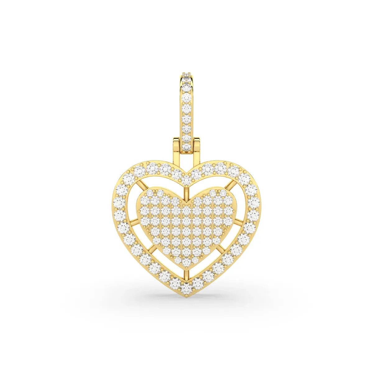Round Natural Diamond Cluster Heart Pendant