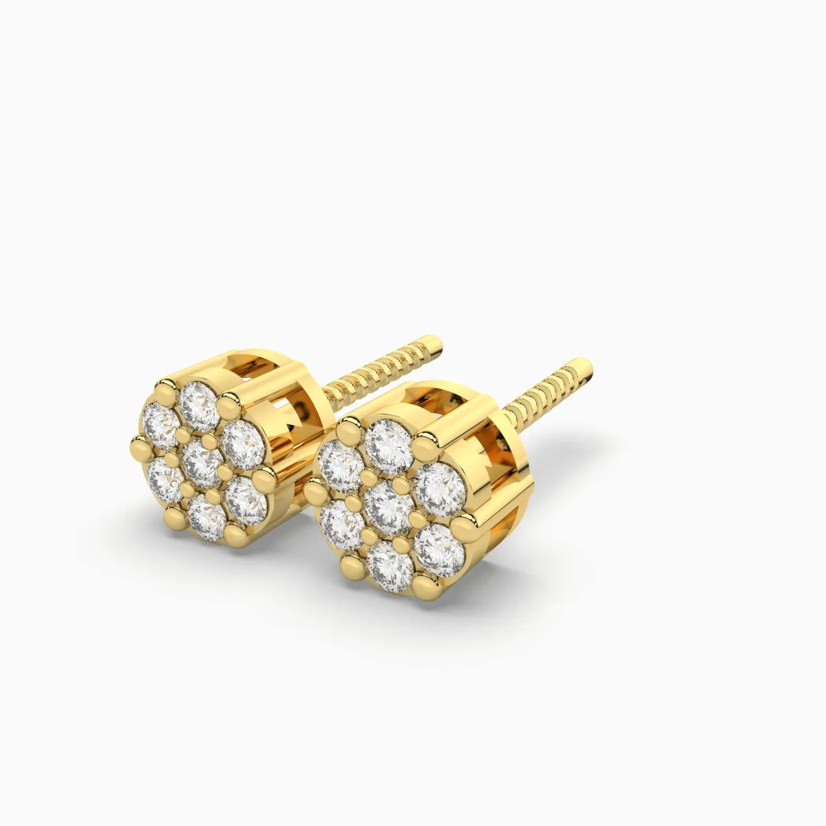 10k Gold Round Natural Diamond Stud Earrings For Women