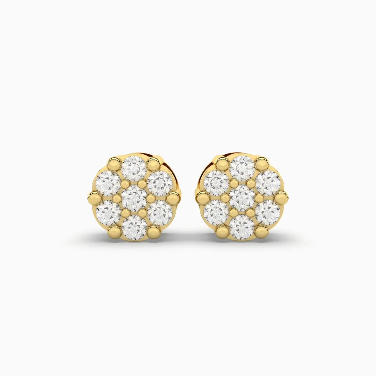 10k Gold Round Natural Diamond Stud Earrings For Women