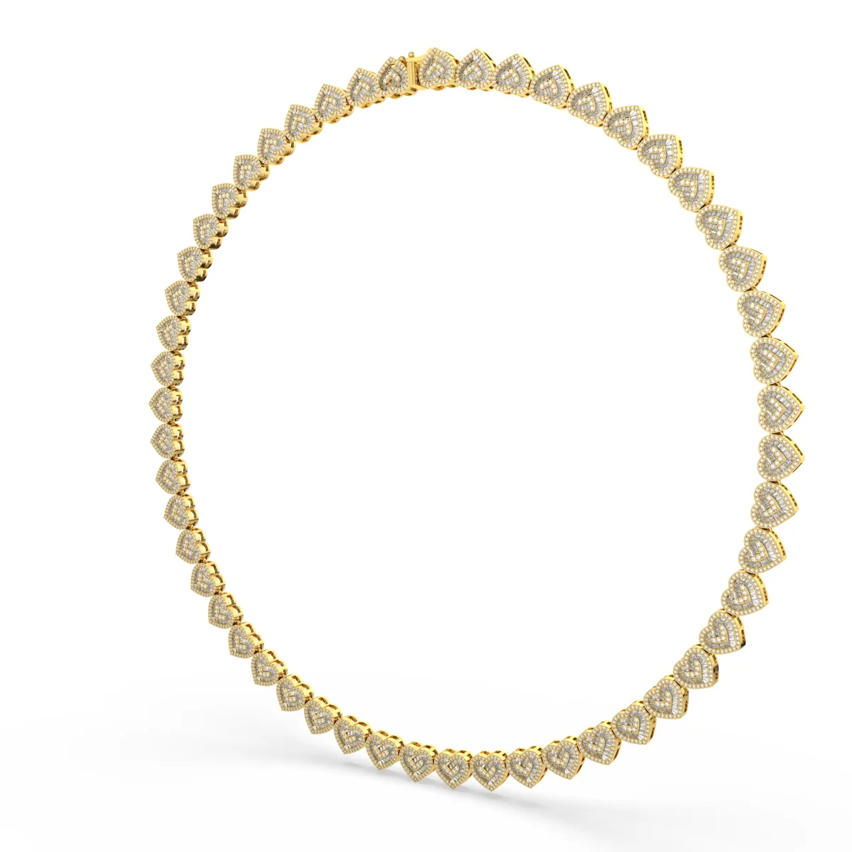 Featuring Continuous Line Of Natural Diamond Heart-Shaped Tennis Necklace