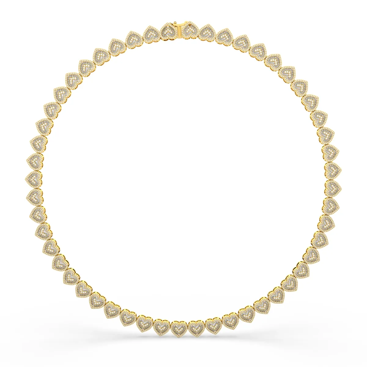 Featuring Continuous Line Of Natural Diamond Heart-Shaped Tennis Necklace