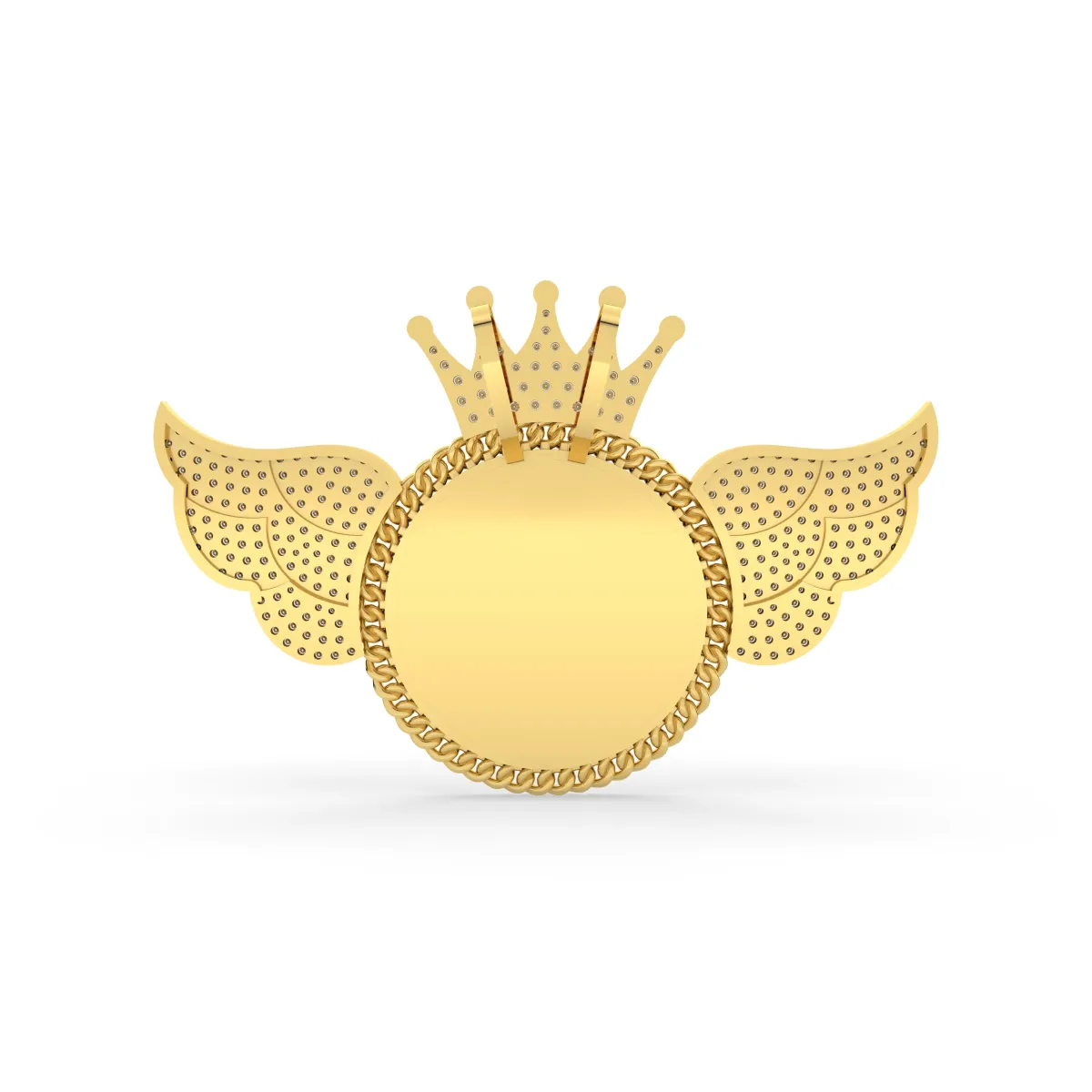 Natural Diamond Picture Pendant With Wings And Crown