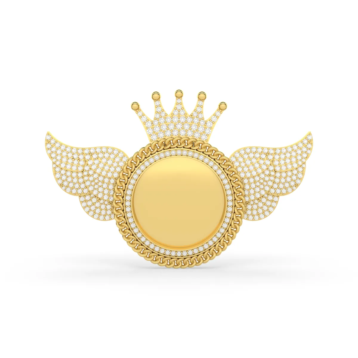 Natural Diamond Picture Pendant With Wings And Crown