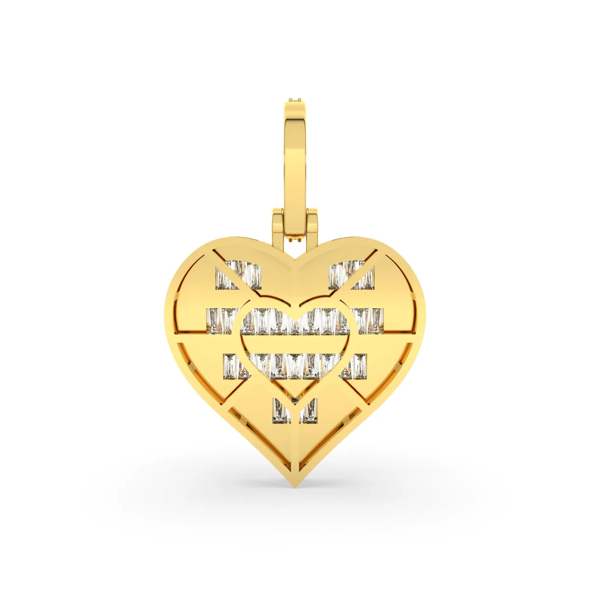 Women's Round And Baguette Natural Diamonds Heart Pendant