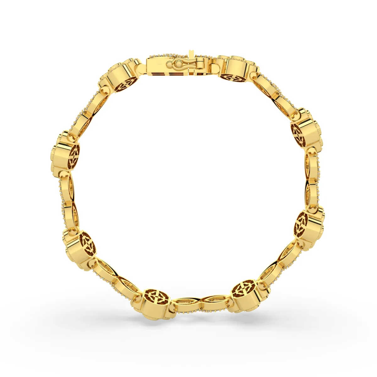 Natural Diamond Clover-Motif Link Bracelet