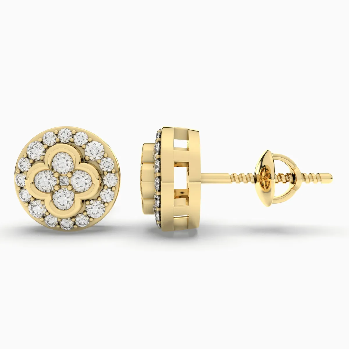 0.24 CT.T.W Gold Round Natural Diamond Earring For Women