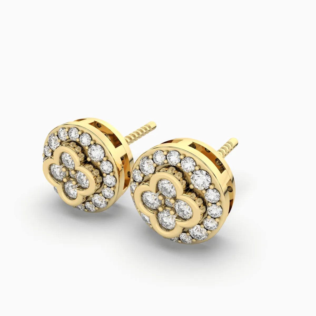 0.24 CT.T.W Gold Round Natural Diamond Earring For Women