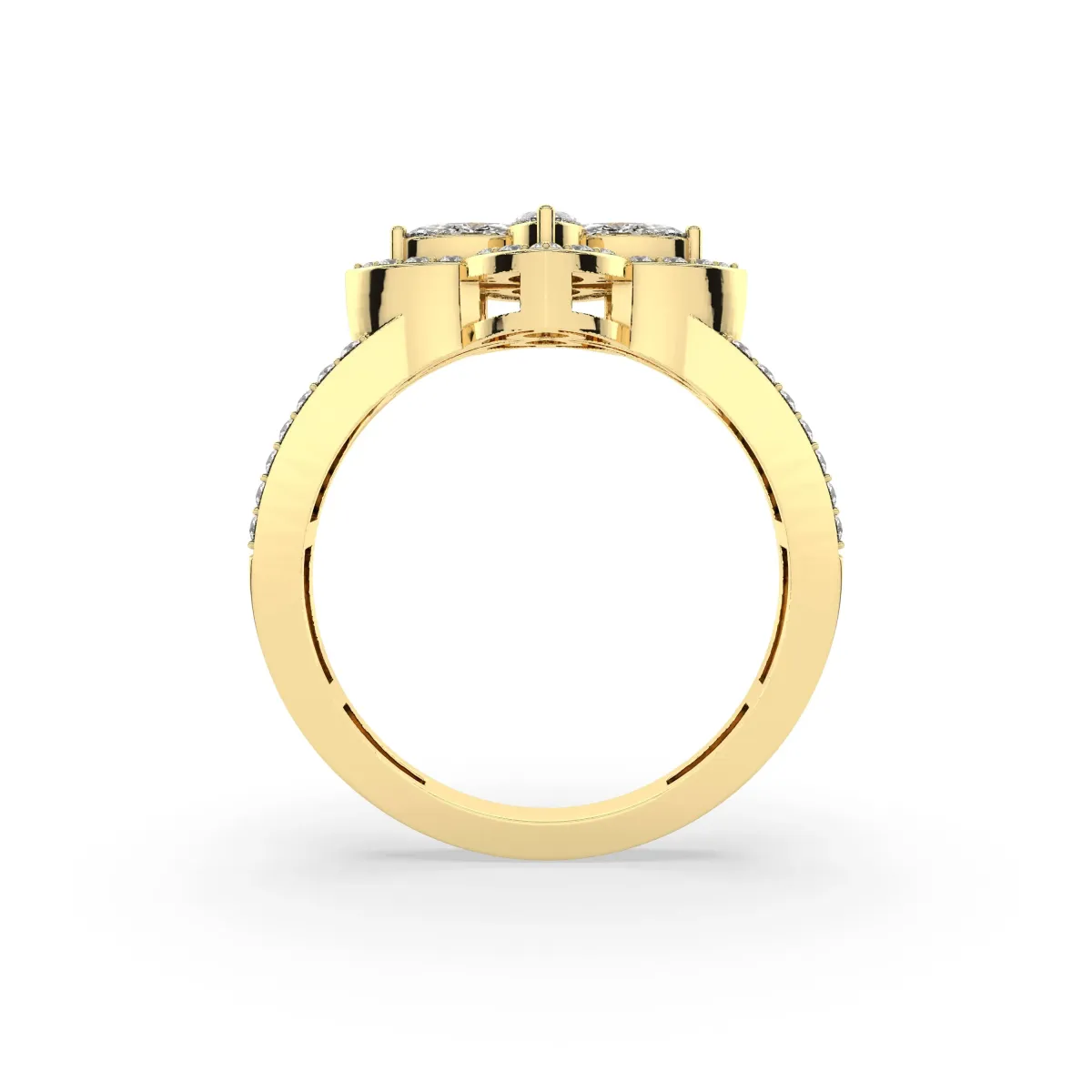 Gold Natural Diamond Petal Ring