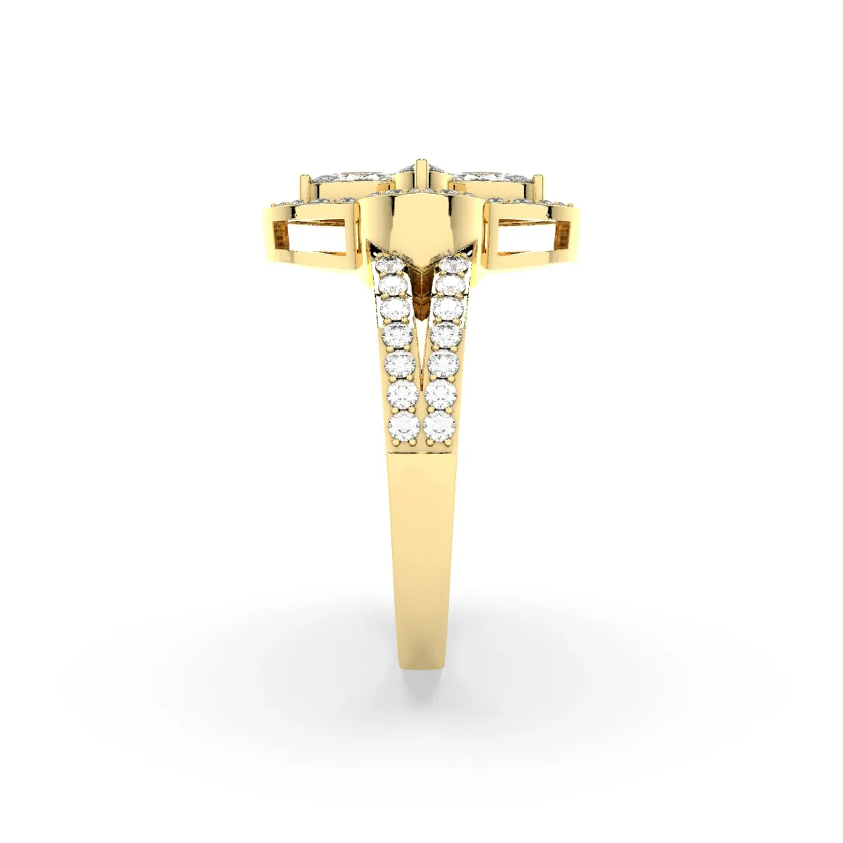 Gold Natural Diamond Petal Ring