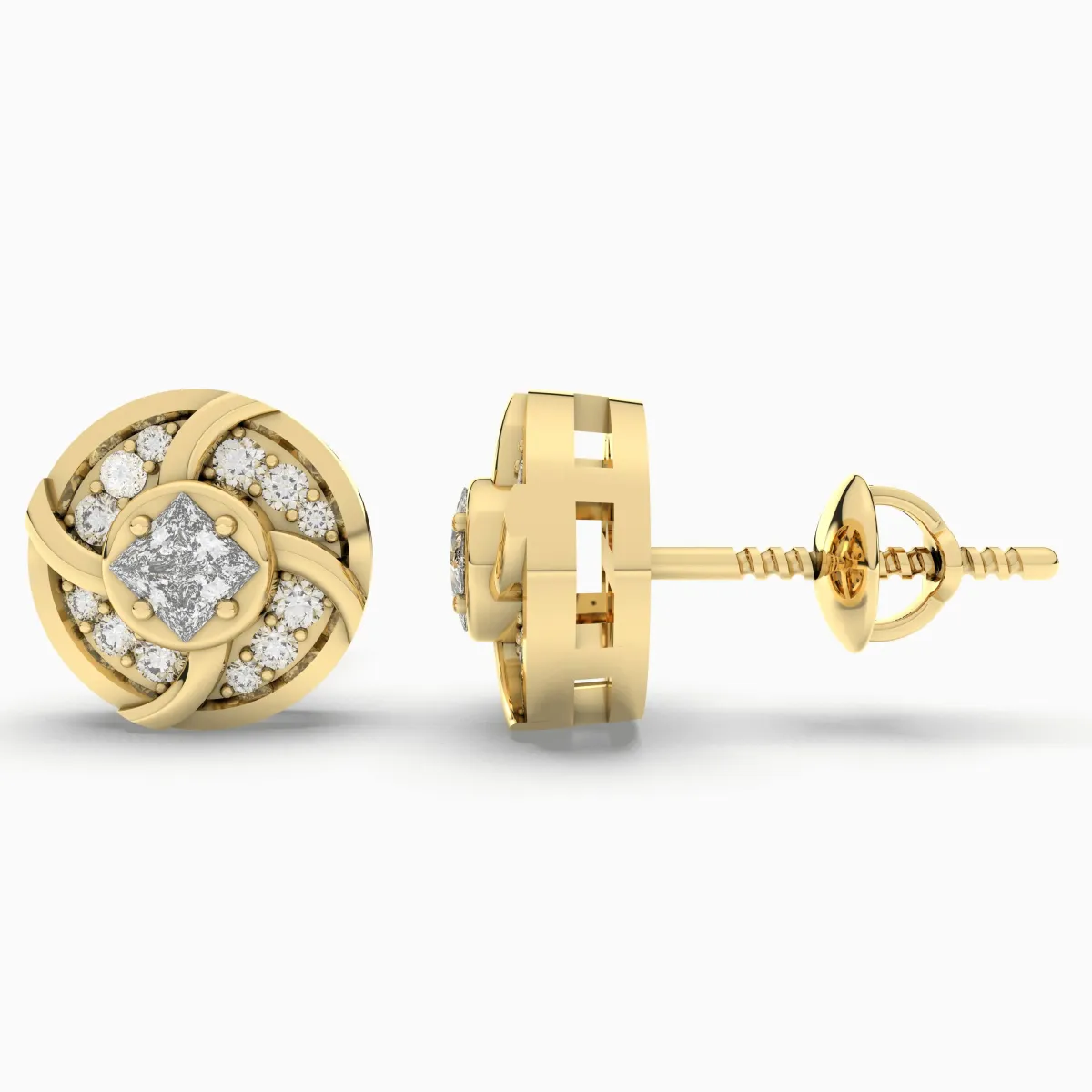 0.54 CT.T.W. Natural Diamond Stud Earrings For Women
