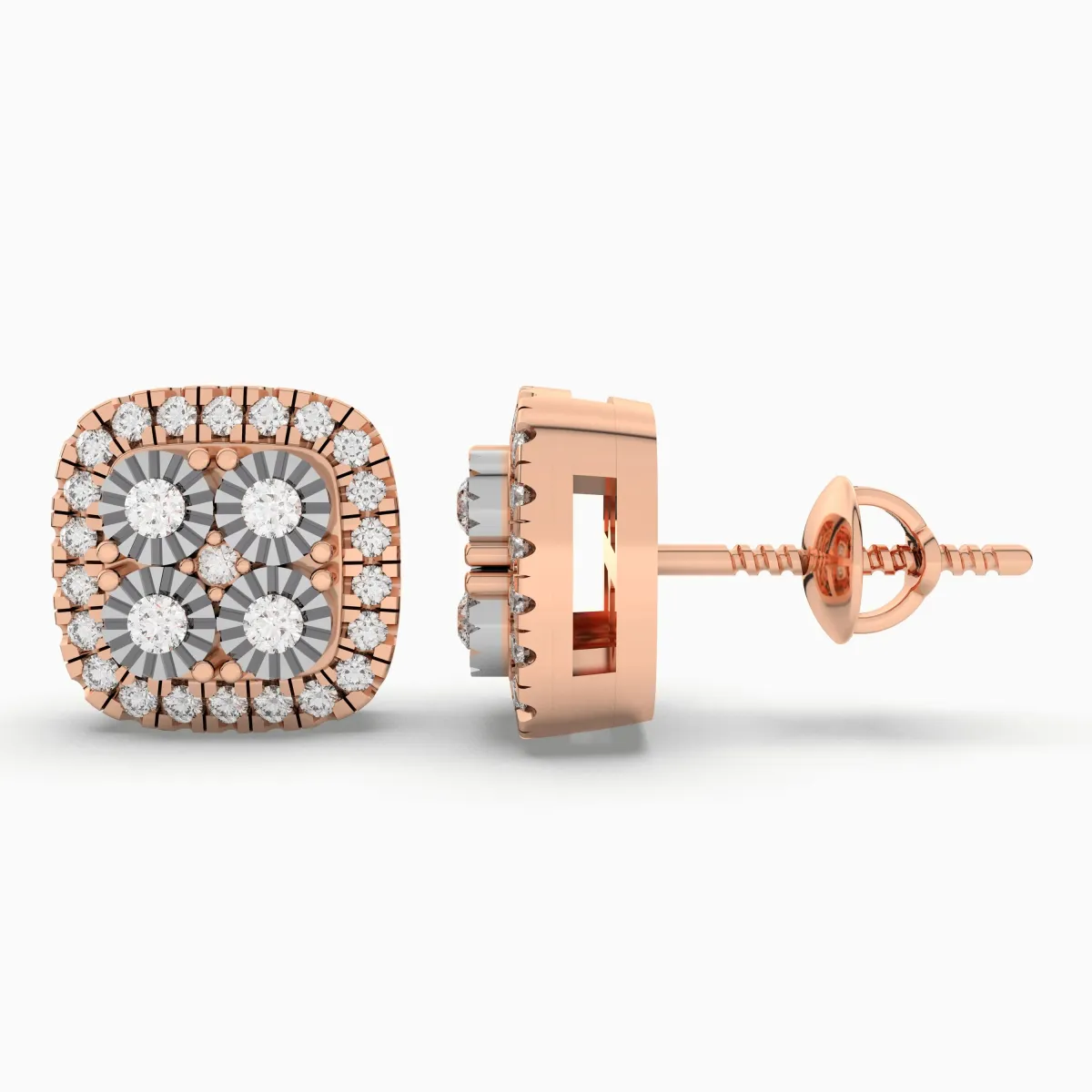 0.18 CT.T.W Square Unisex Stud Earring
