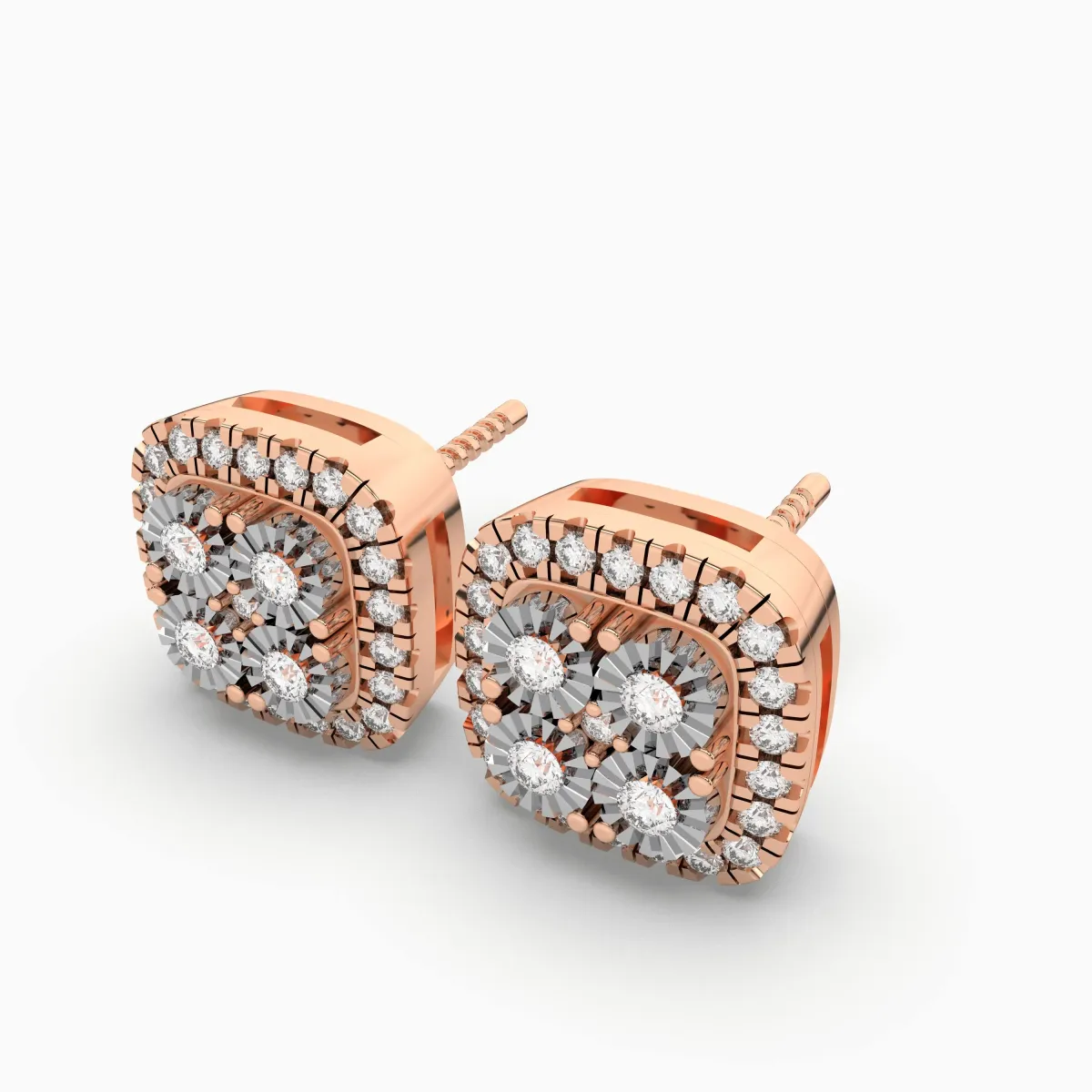 0.18 CT.T.W Square Unisex Stud Earring