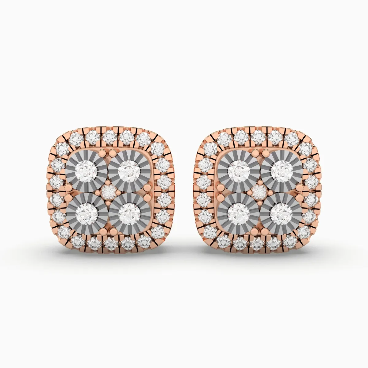 0.18 CT.T.W Square Unisex Stud Earring