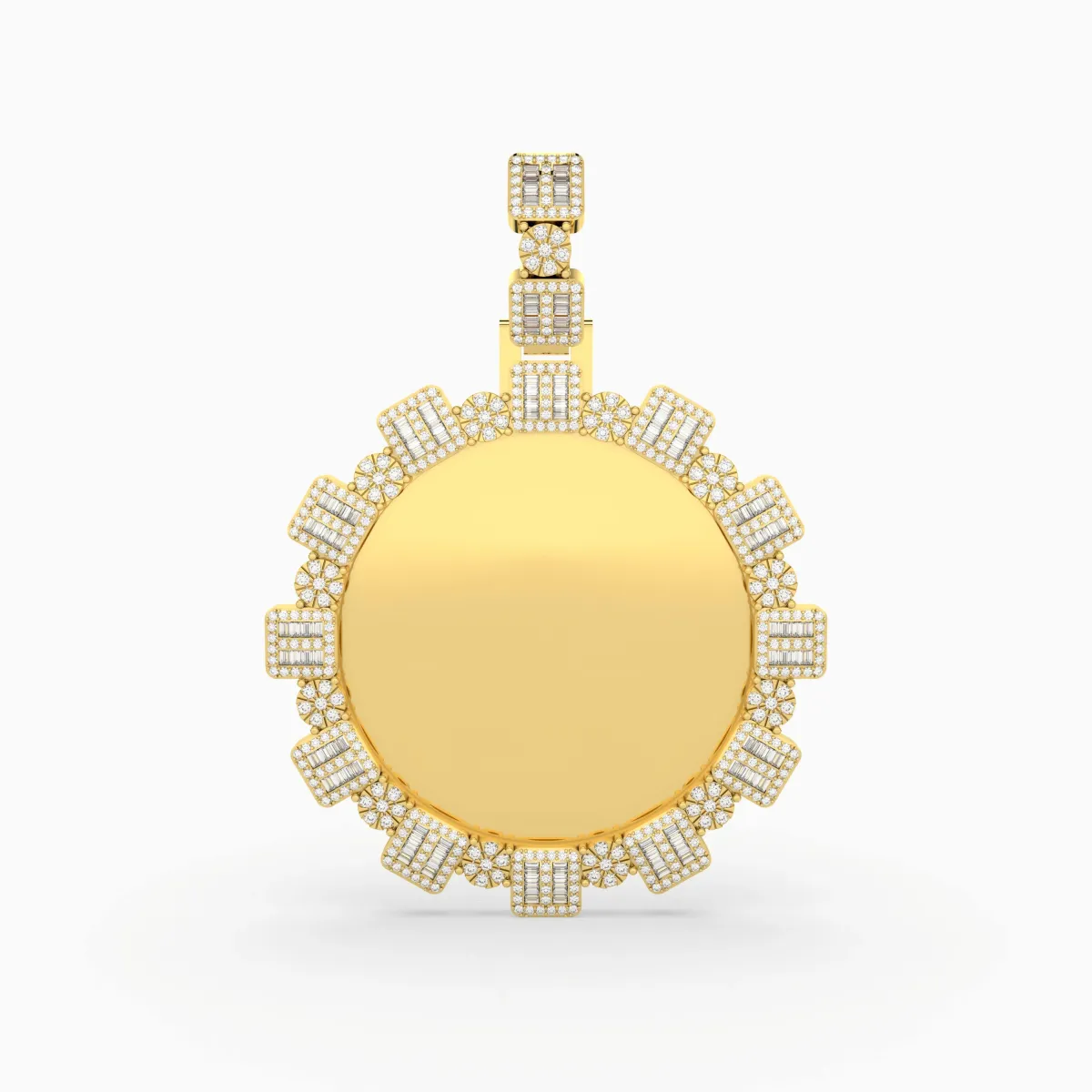 Baguette And Round Cut Natural Diamond Memory Picture Pendant