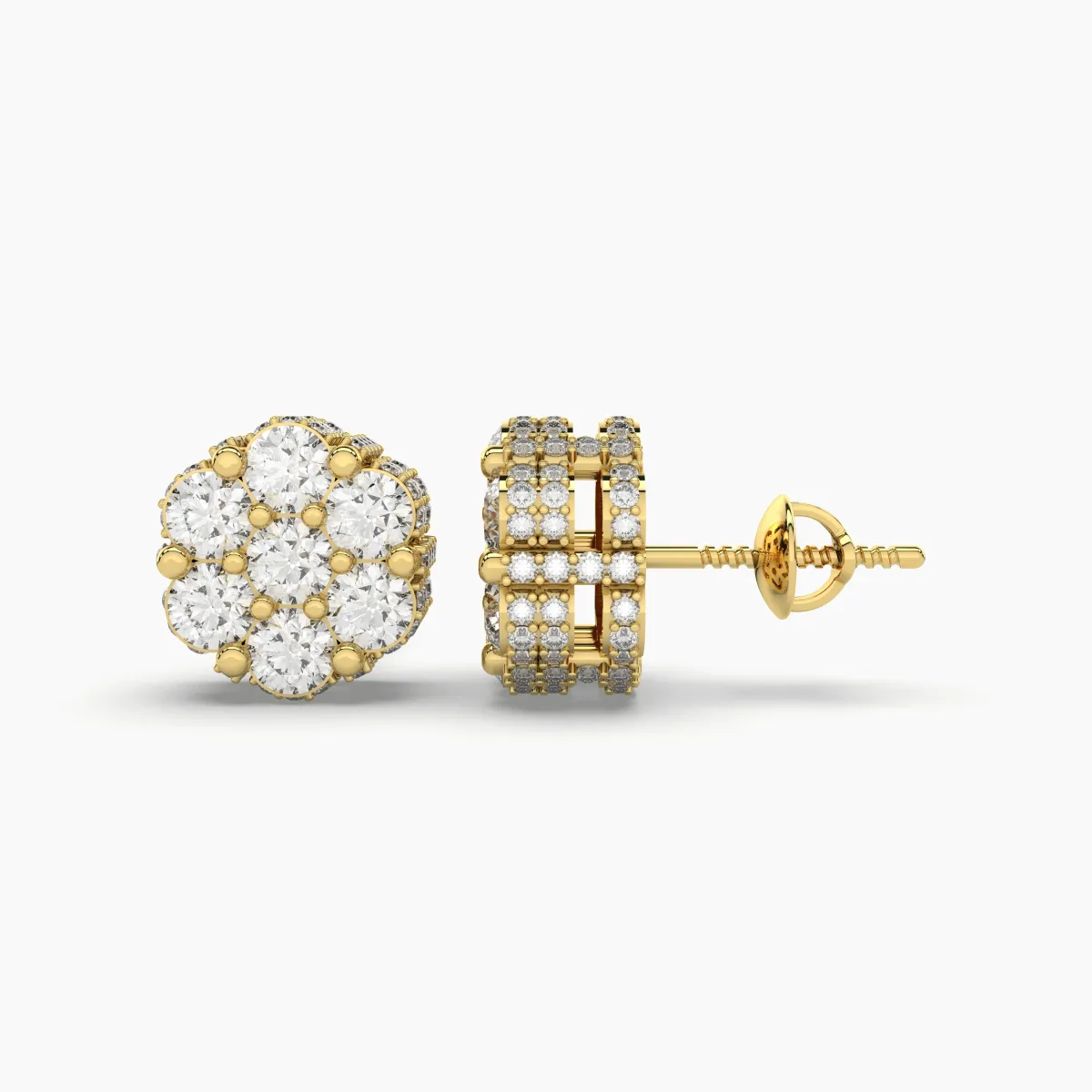 Elegant Flower Seven Stone Natural Diamond Studs Earrings