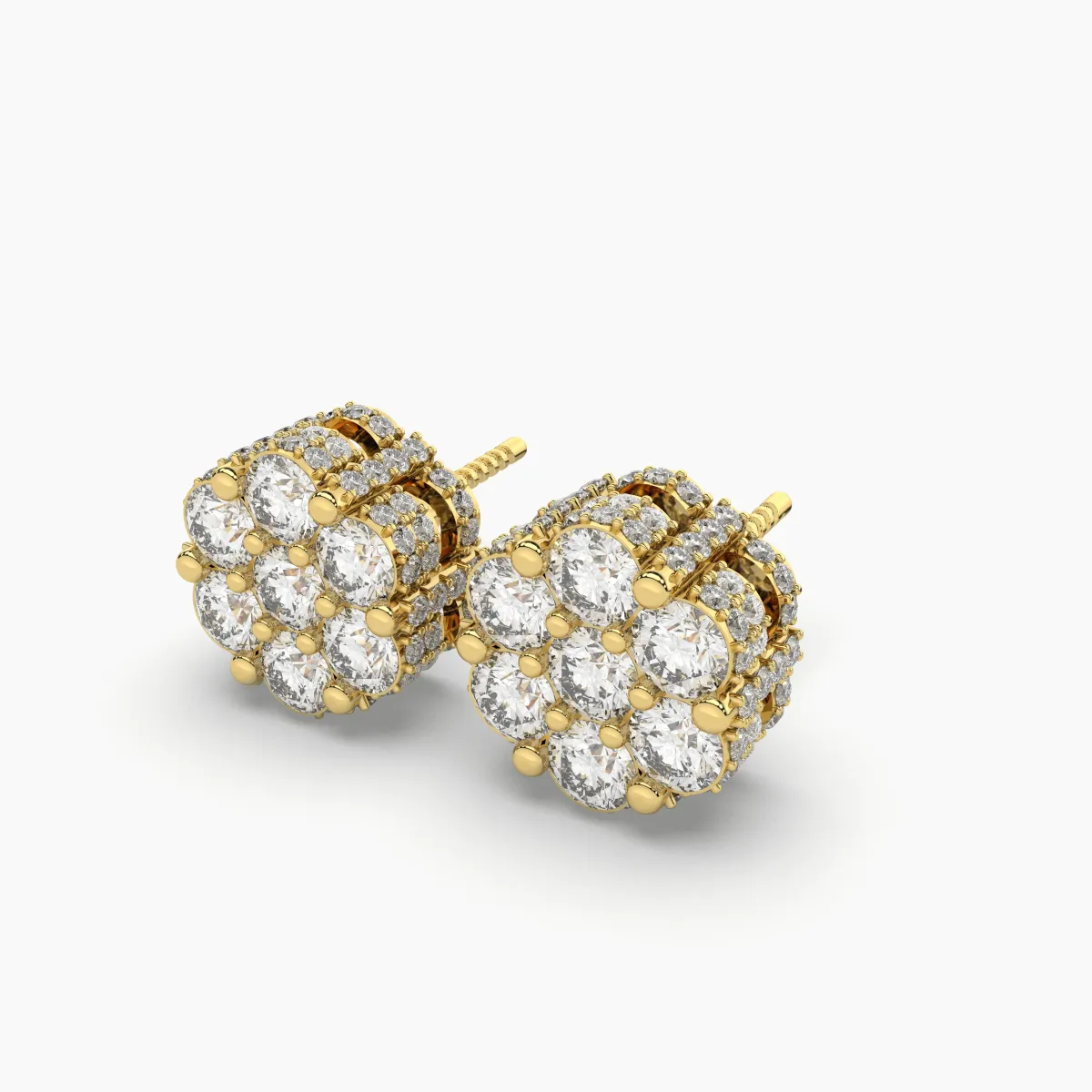 Elegant Flower Seven Stone Natural Diamond Studs Earrings