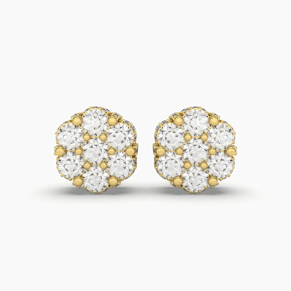 Elegant Flower Seven Stone Natural Diamond Studs Earrings