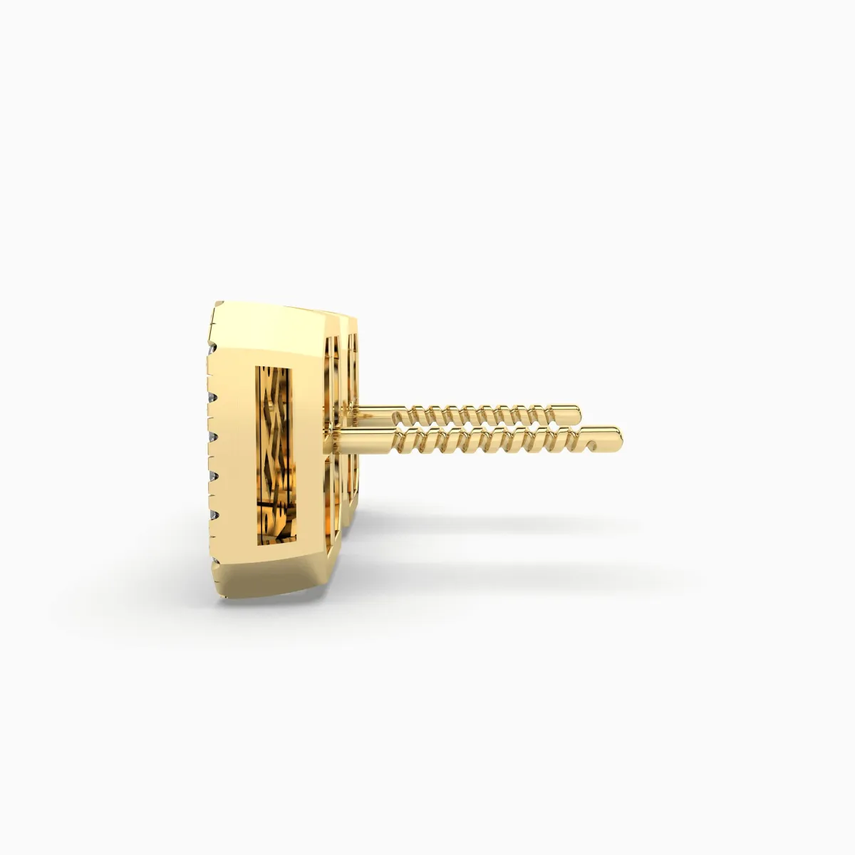 Square Natural Diamond Stud Earring