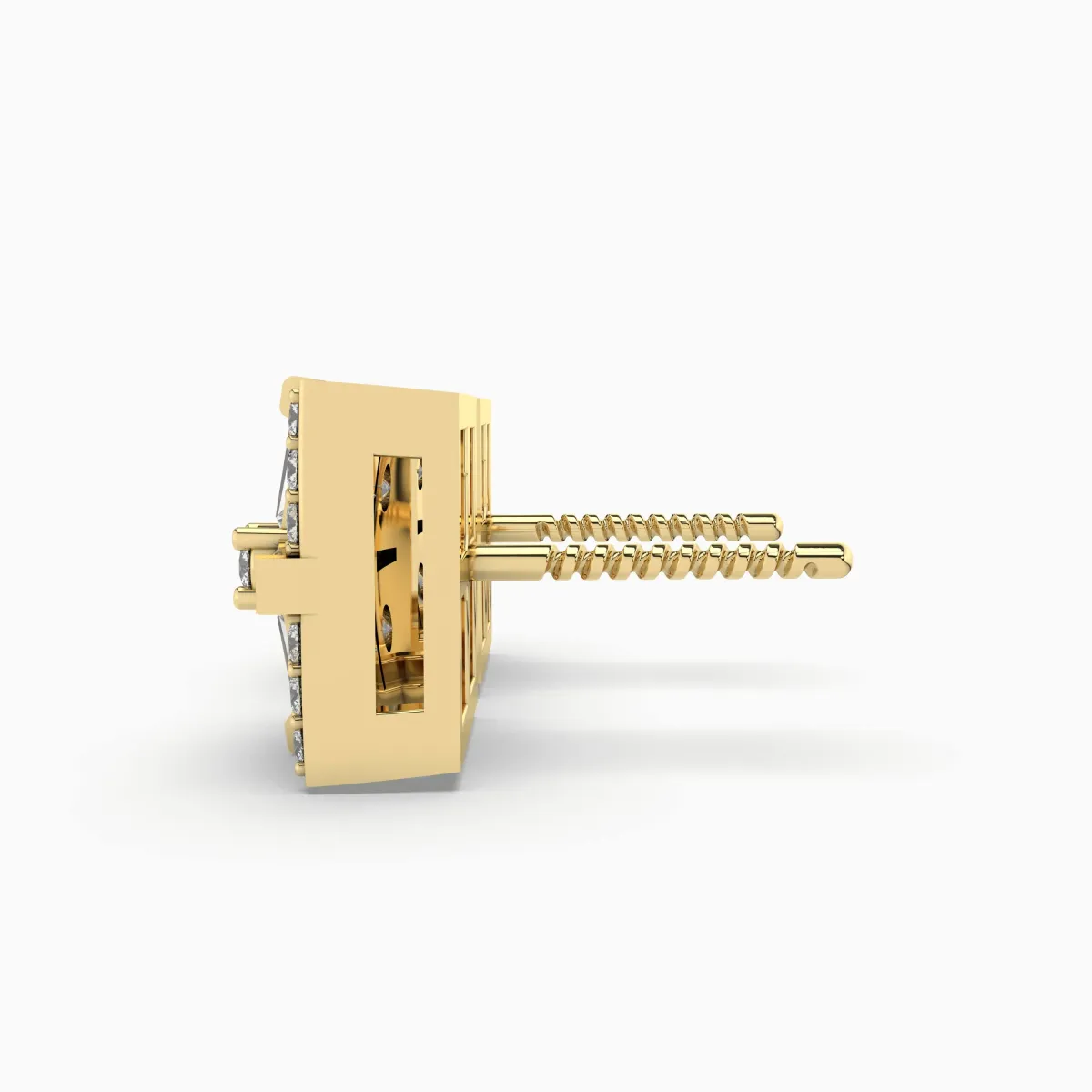 10K Cushion Frame Halo Gold Natural Diamond Earrings For Women