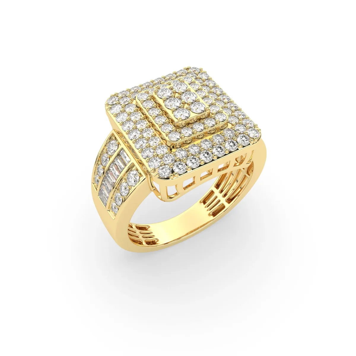 Cushion Cluster Natural Diamond Engagement Ring