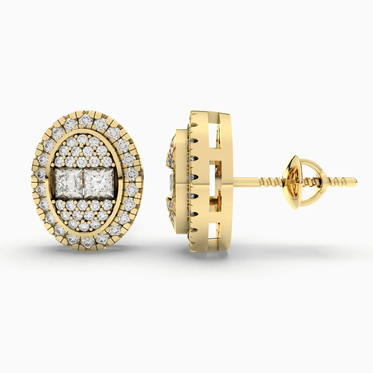 Stunning Halo Natural Diamond Stud Earring